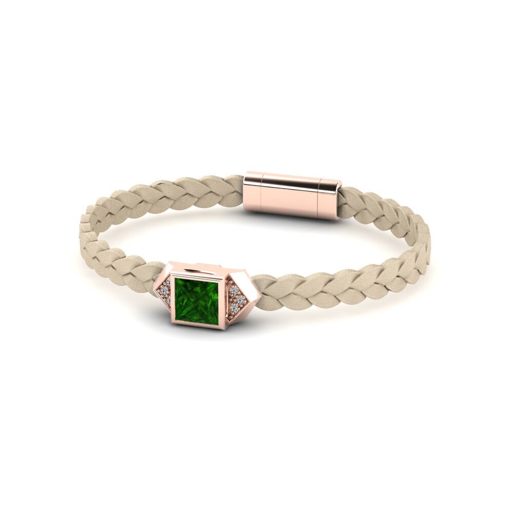 18ct Rose Gold Green Tourmaline Men's Bracelet Shuckle