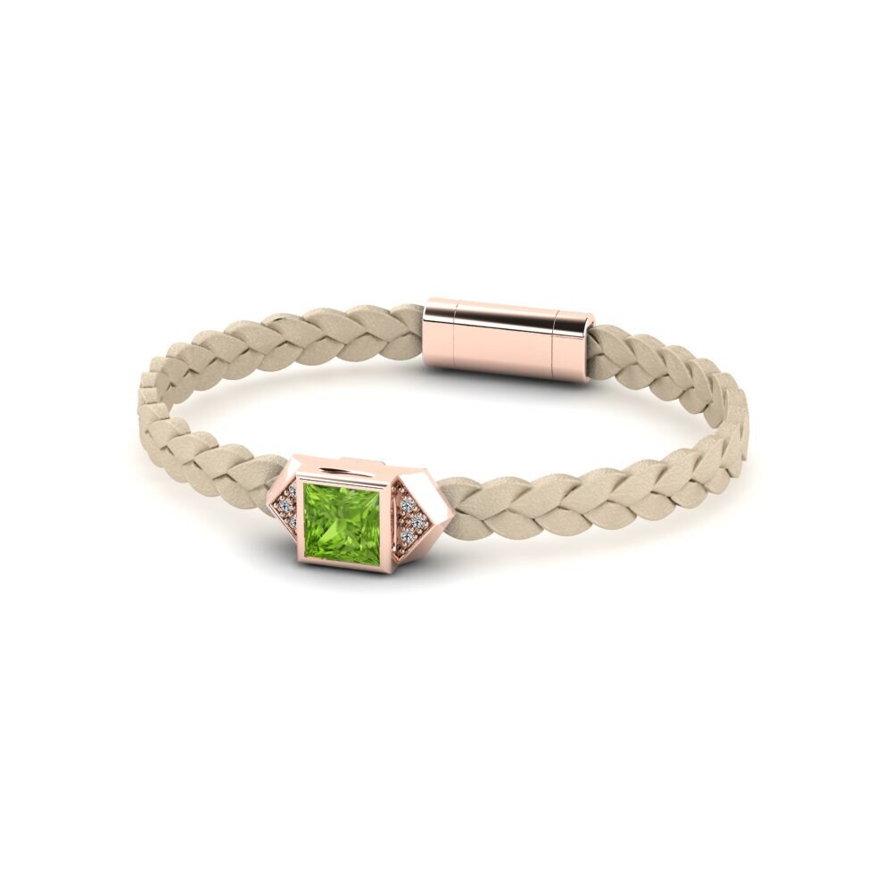 18ct Rose Gold Peridot Men's Bracelet Shuckle