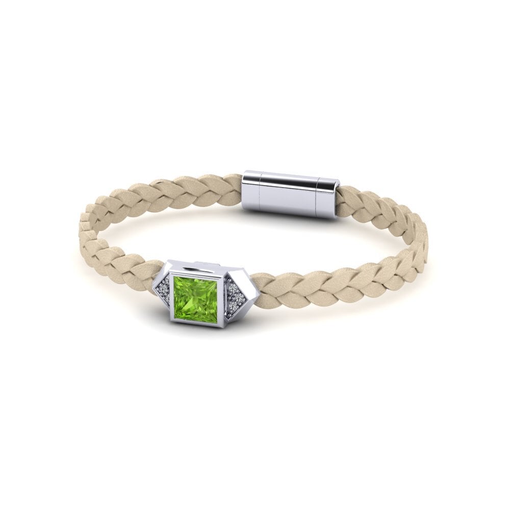 950 Platinum Peridot Men's Bracelet Shuckle
