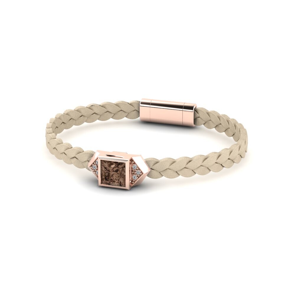 14ct Rose Gold Smoky Quartz Men's Bracelet Shuckle