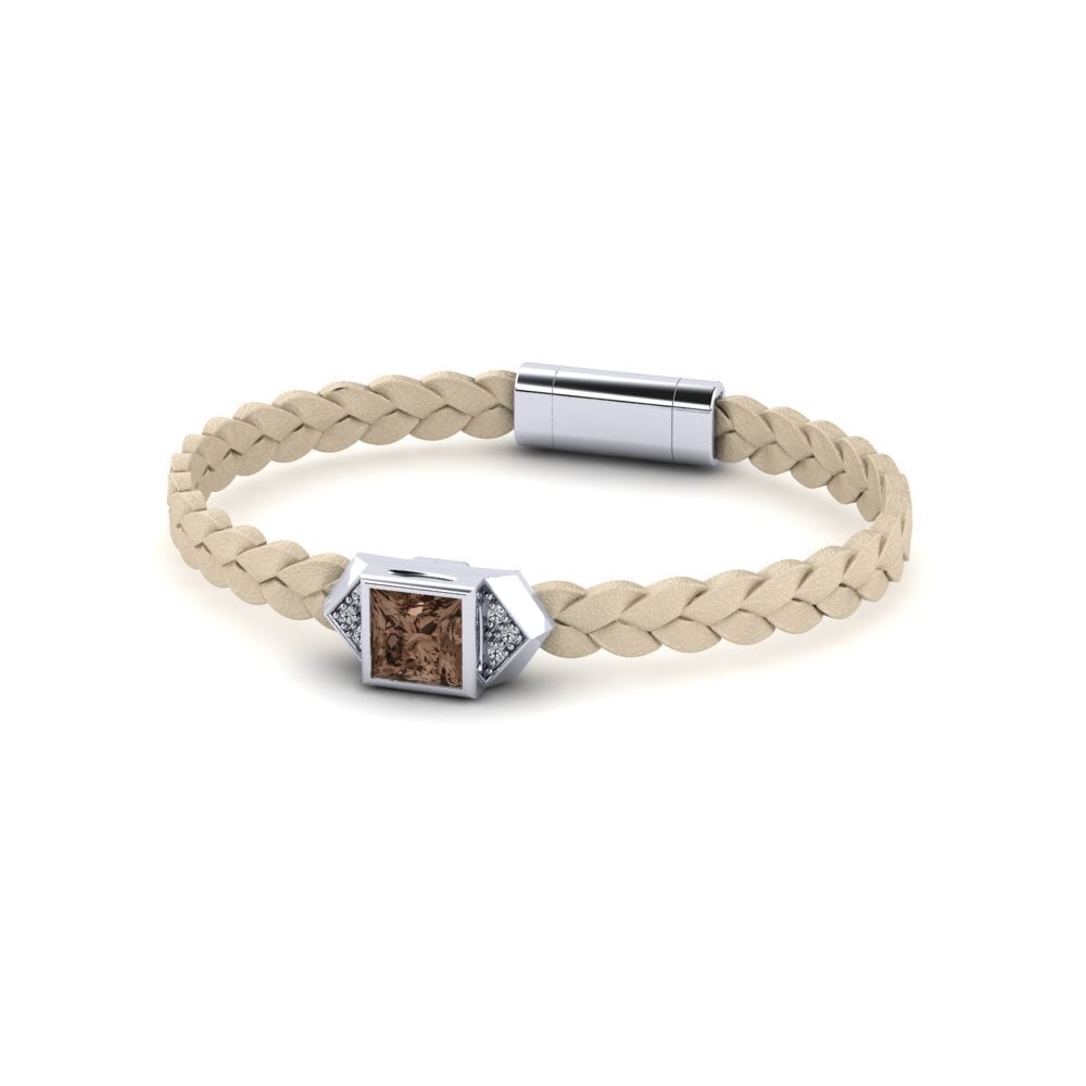 950 Platinum Smoky Quartz Men's Bracelet Shuckle