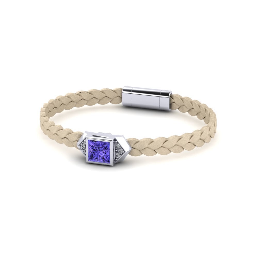 14ct White Gold Tanzanite Men's Bracelet Shuckle