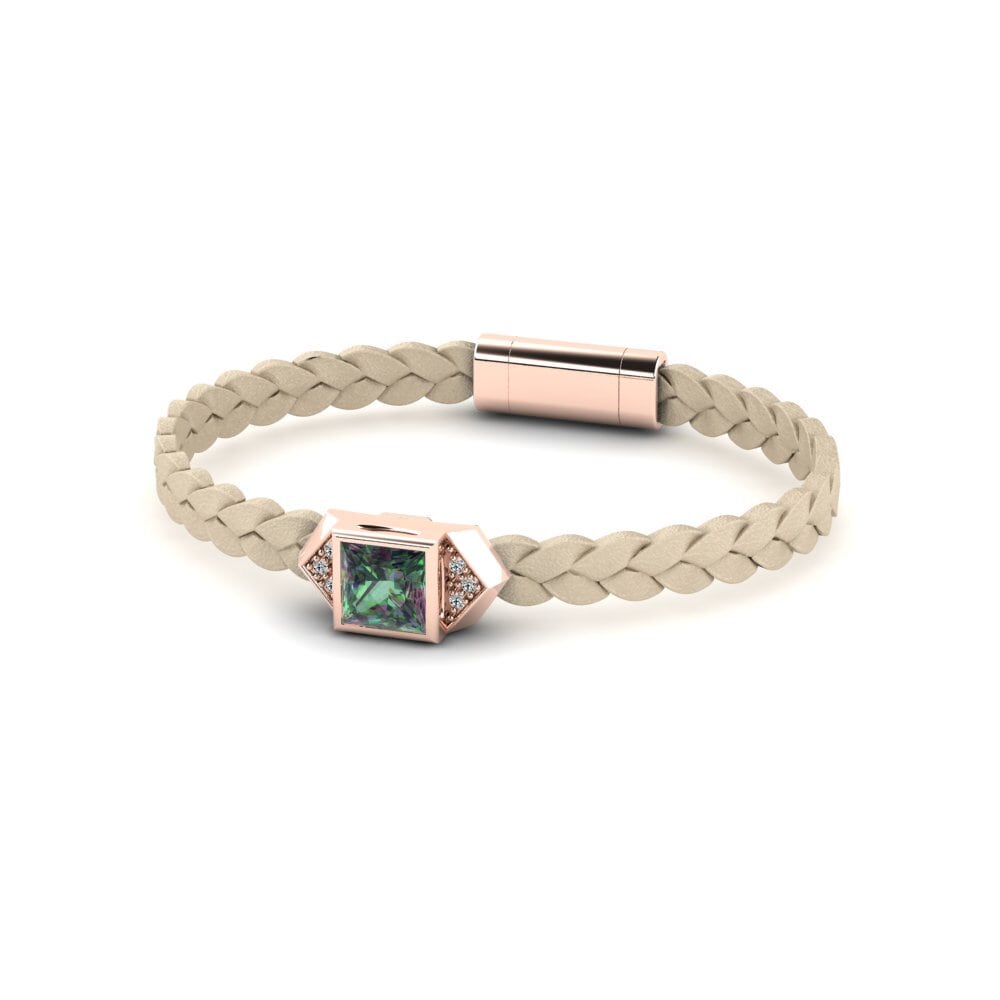 9ct Rose Gold Mystic Topaz Men's Bracelet Shuckle
