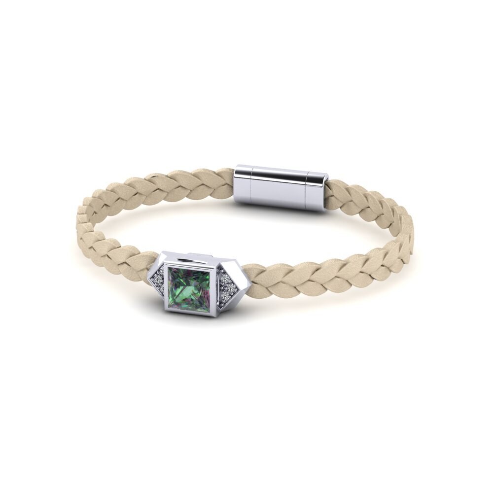 950 Platinum Mystic Topaz Men's Bracelet Shuckle