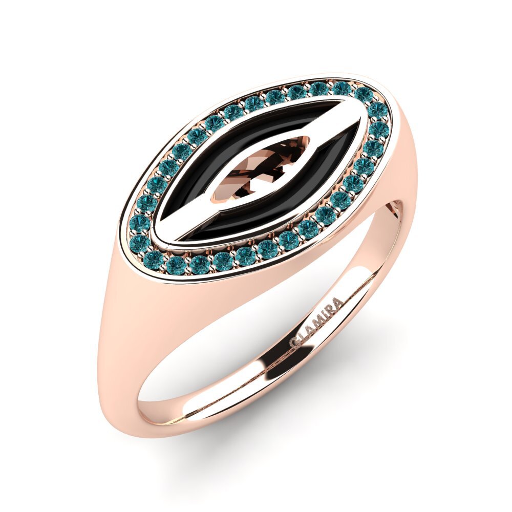 14ct Rose Gold Blue Diamond Men's Ring Shufelt