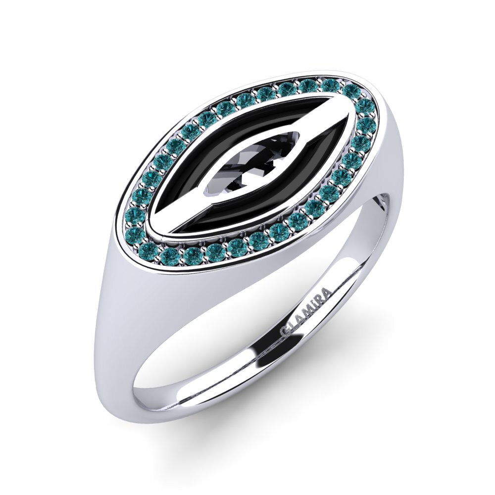 9ct White Gold Blue Diamond Men's Ring Shufelt