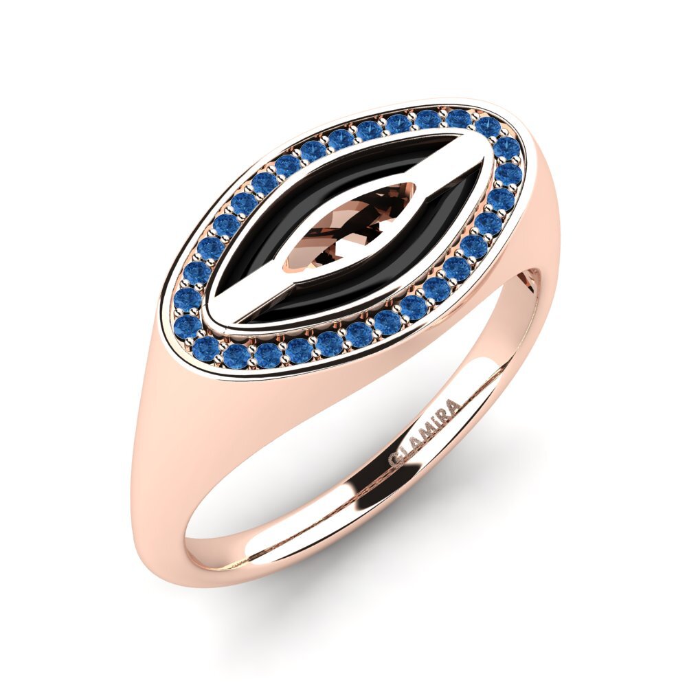 14ct Rose Gold Dark Blue Zirconia Men's Ring Shufelt