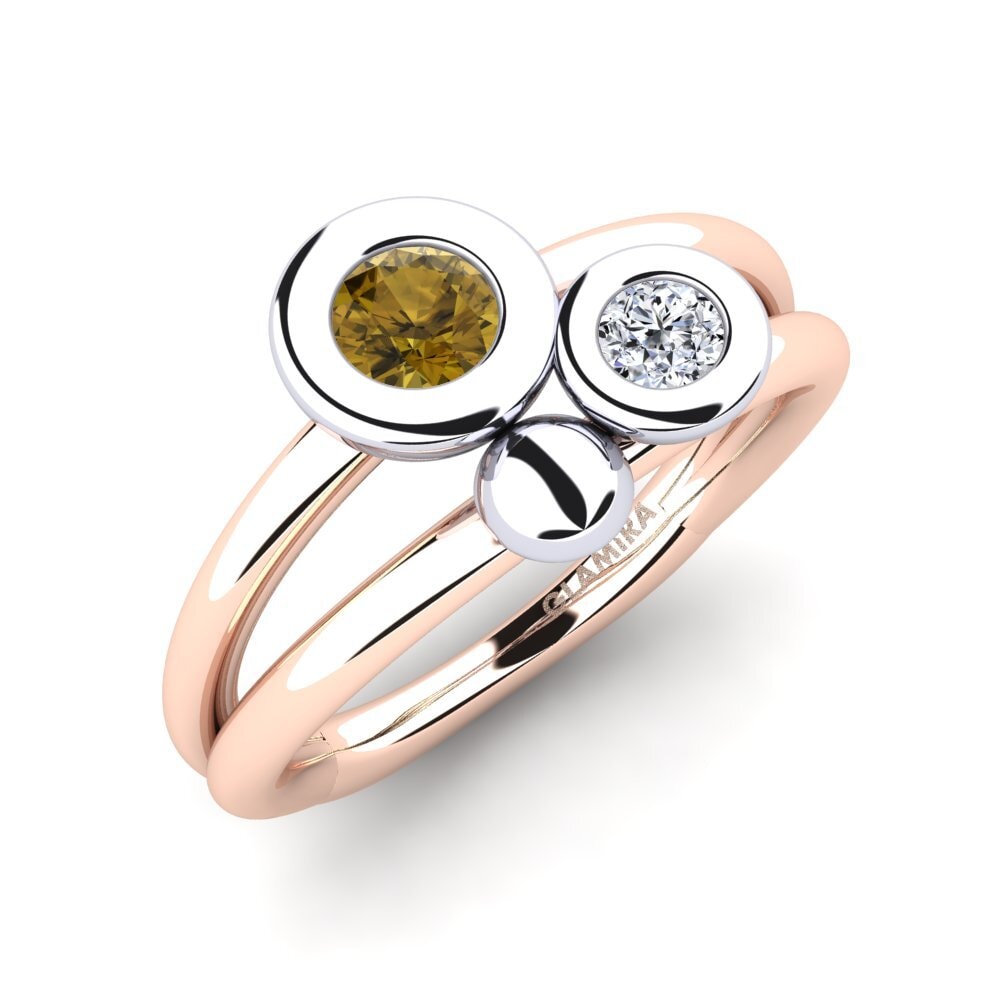 14ct Rose & White Gold Brown Zircon Ring Shulamis