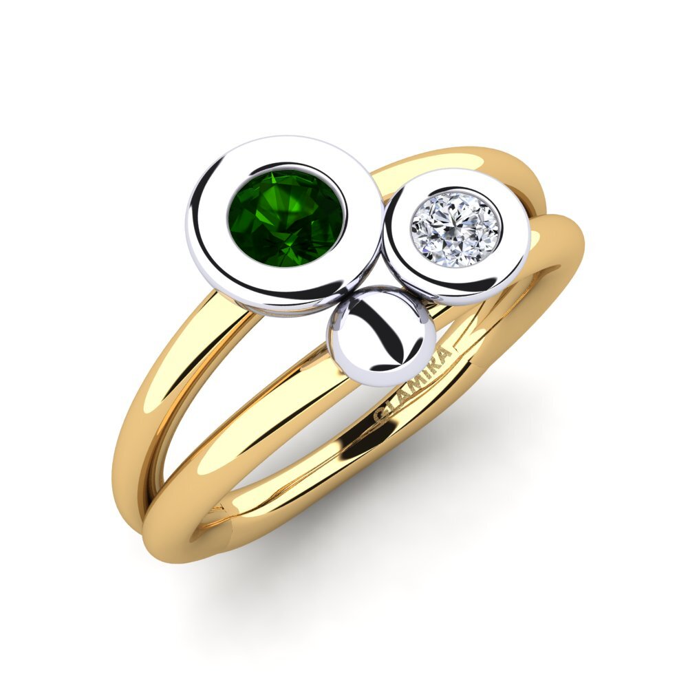 9ct Yellow & White Gold Green Tourmaline Ring Shulamis