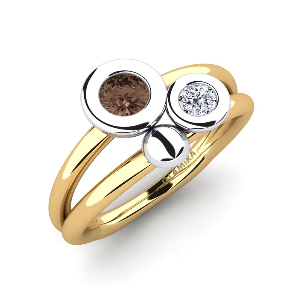 9ct Yellow & White Gold Smoky Quartz Ring Shulamis