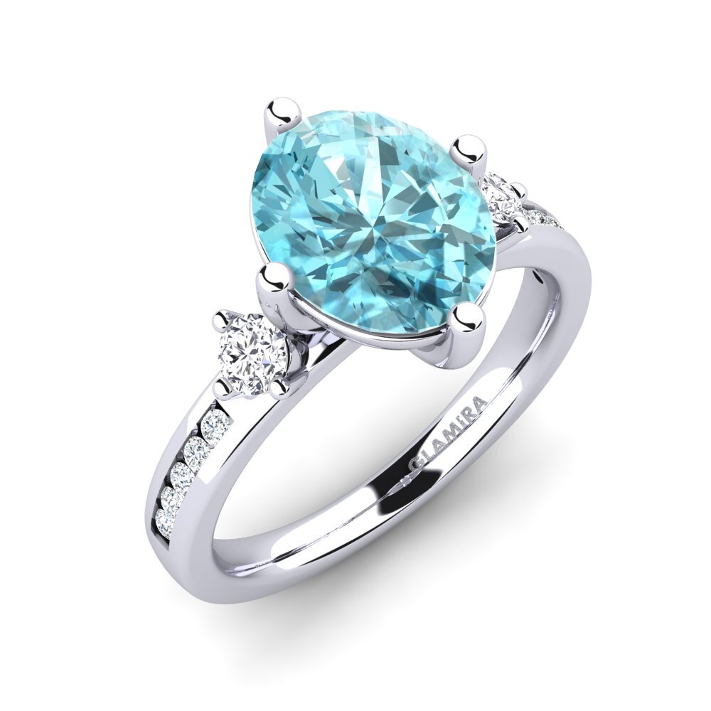 Blue Zircon Engagement Ring Sibora