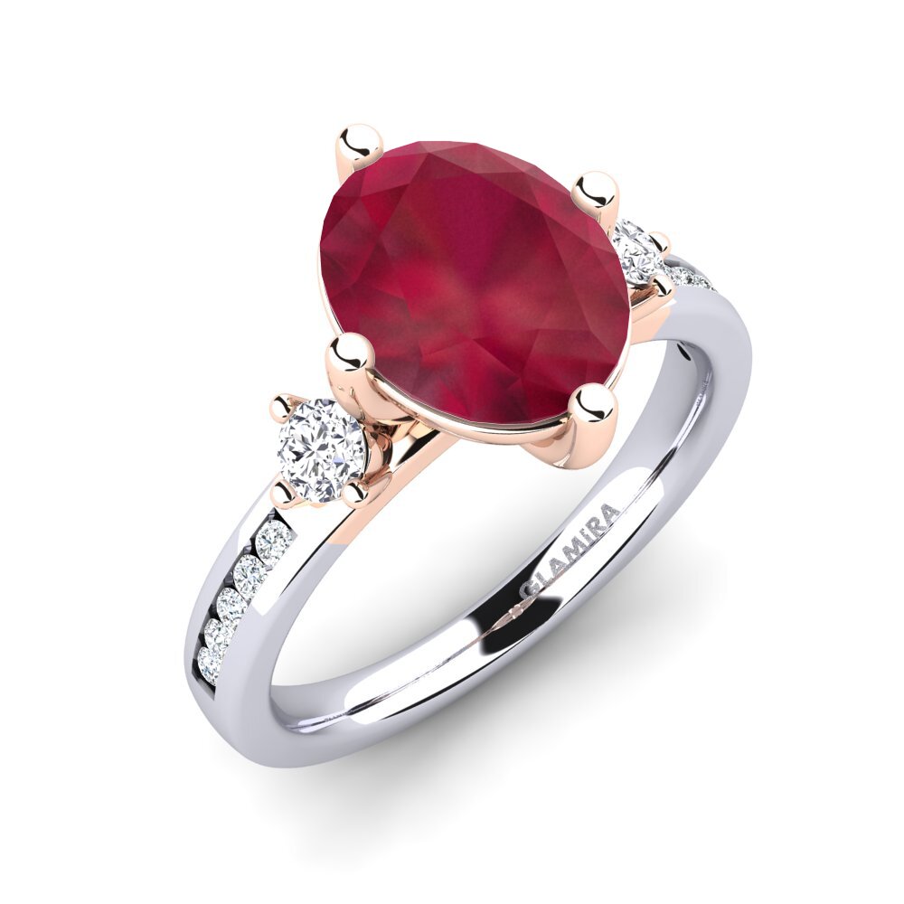 14ct White & Rose Gold Ruby Engagement Ring Sibora