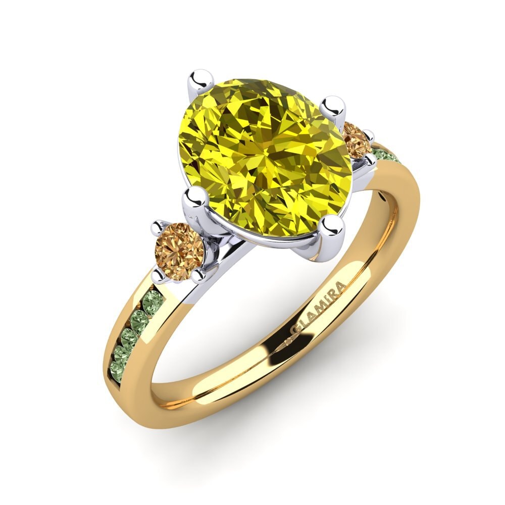 18k Oro Amarillo & Blanco Anillo de compromiso Sibora