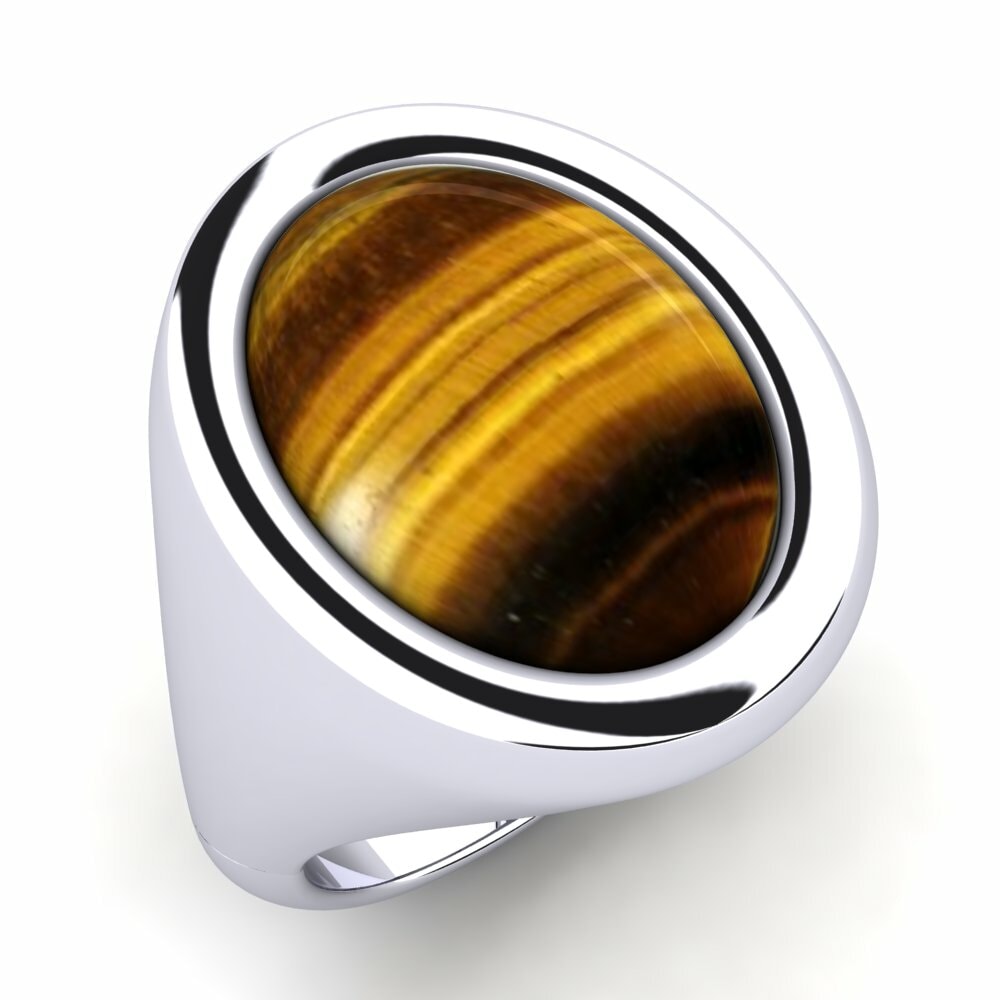 Cabochon White Gold Men's Ring Sidario