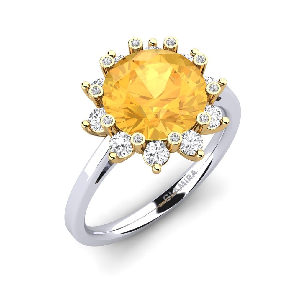 14k Oro Blanco & Amarillo Anillo de compromiso Silanna