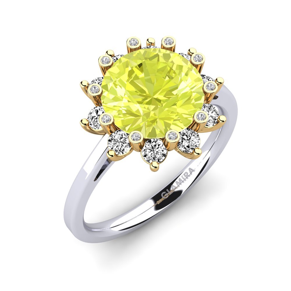18ct White / Yellow Gold Lemon Quartz Engagement Ring Silanna