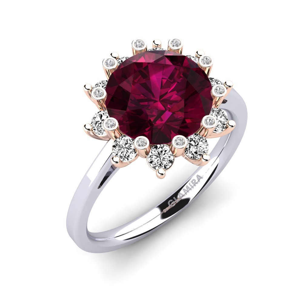 18ct White / Rose Gold Rhodolite Garnet Engagement Ring Silanna