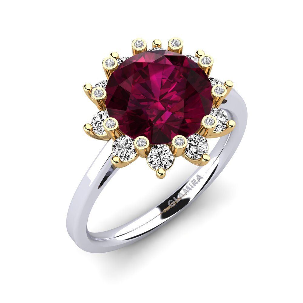 18ct White / Yellow Gold Rhodolite Garnet Engagement Ring Silanna