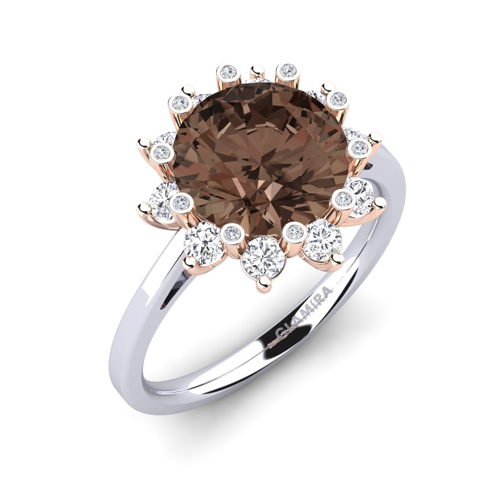 9ct White & Rose Gold Smoky Quartz Engagement Ring Silanna