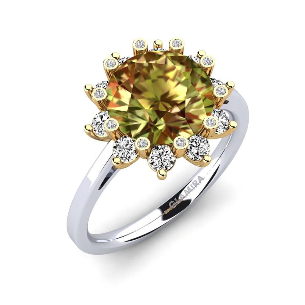 18ct White / Yellow Gold Sultan Stone Engagement Ring Silanna