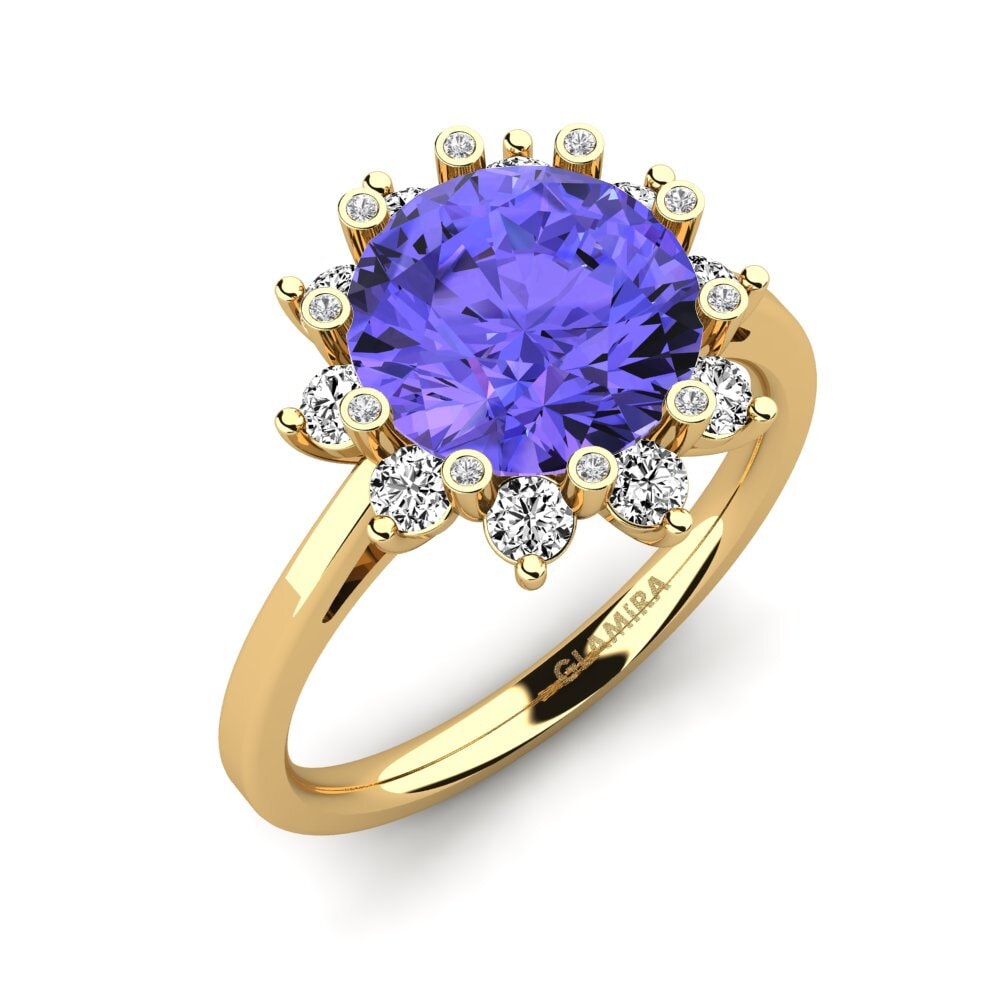 14k Oro Amarillo Tanzanita Anillo de compromiso Silanna