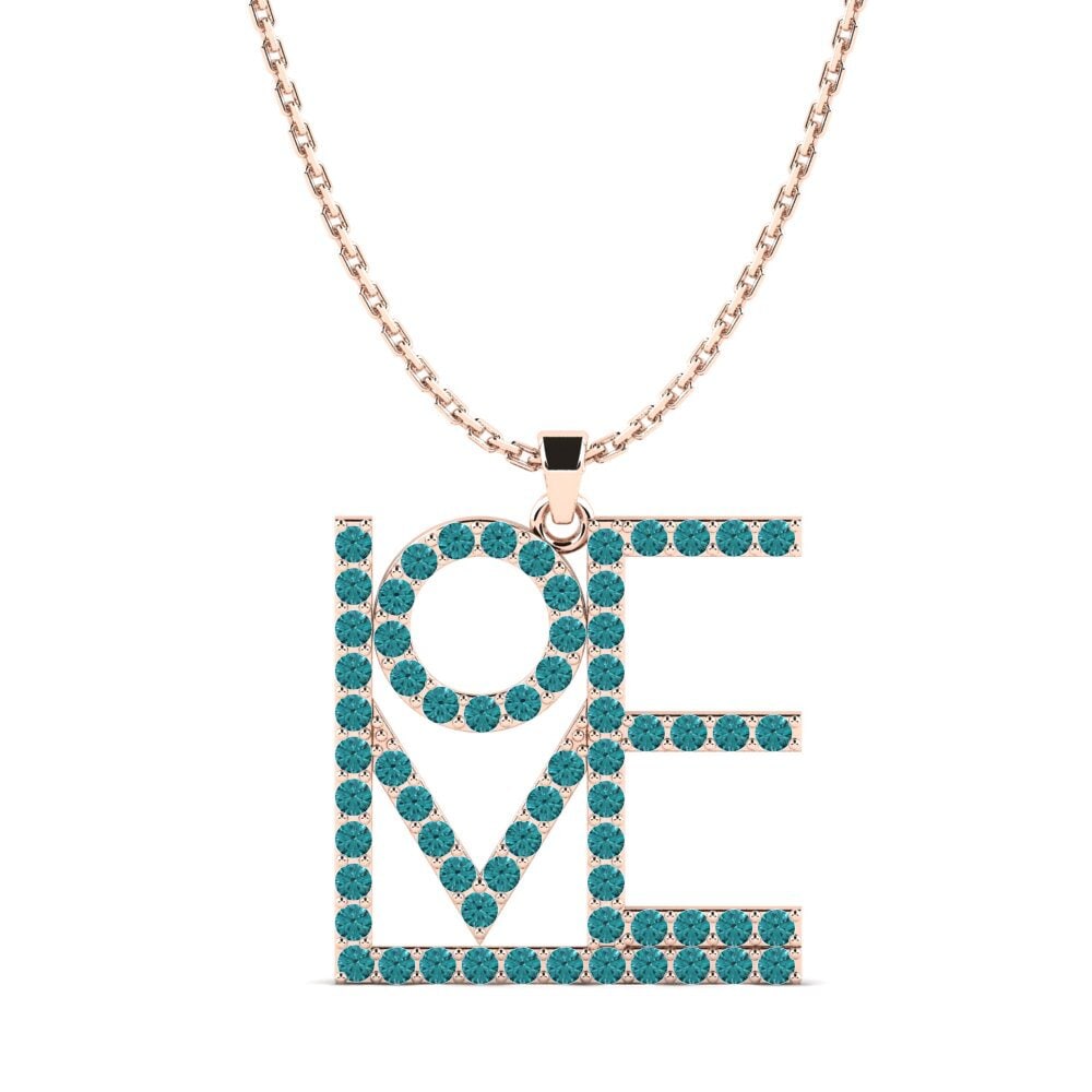 Rotgold 585 Blauer Diamant Damen anhänger Silenzioso