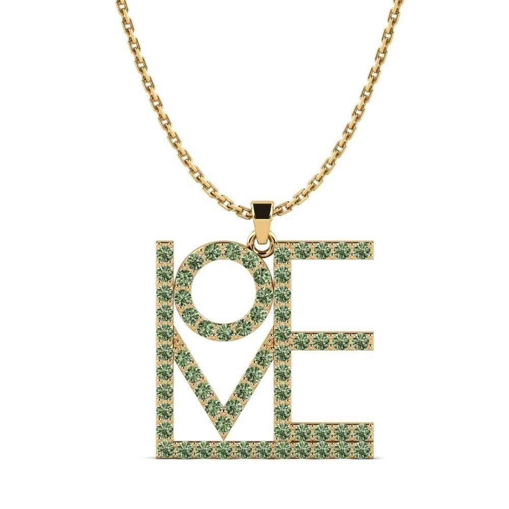 Gelbgold 585 Grüner Diamant Damen anhänger Silenzioso