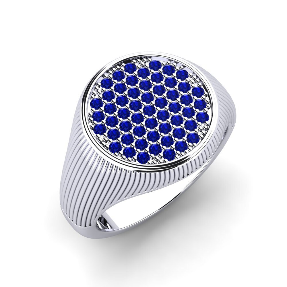 Zafiro Anillo de dedo meñique para hombre Sillne