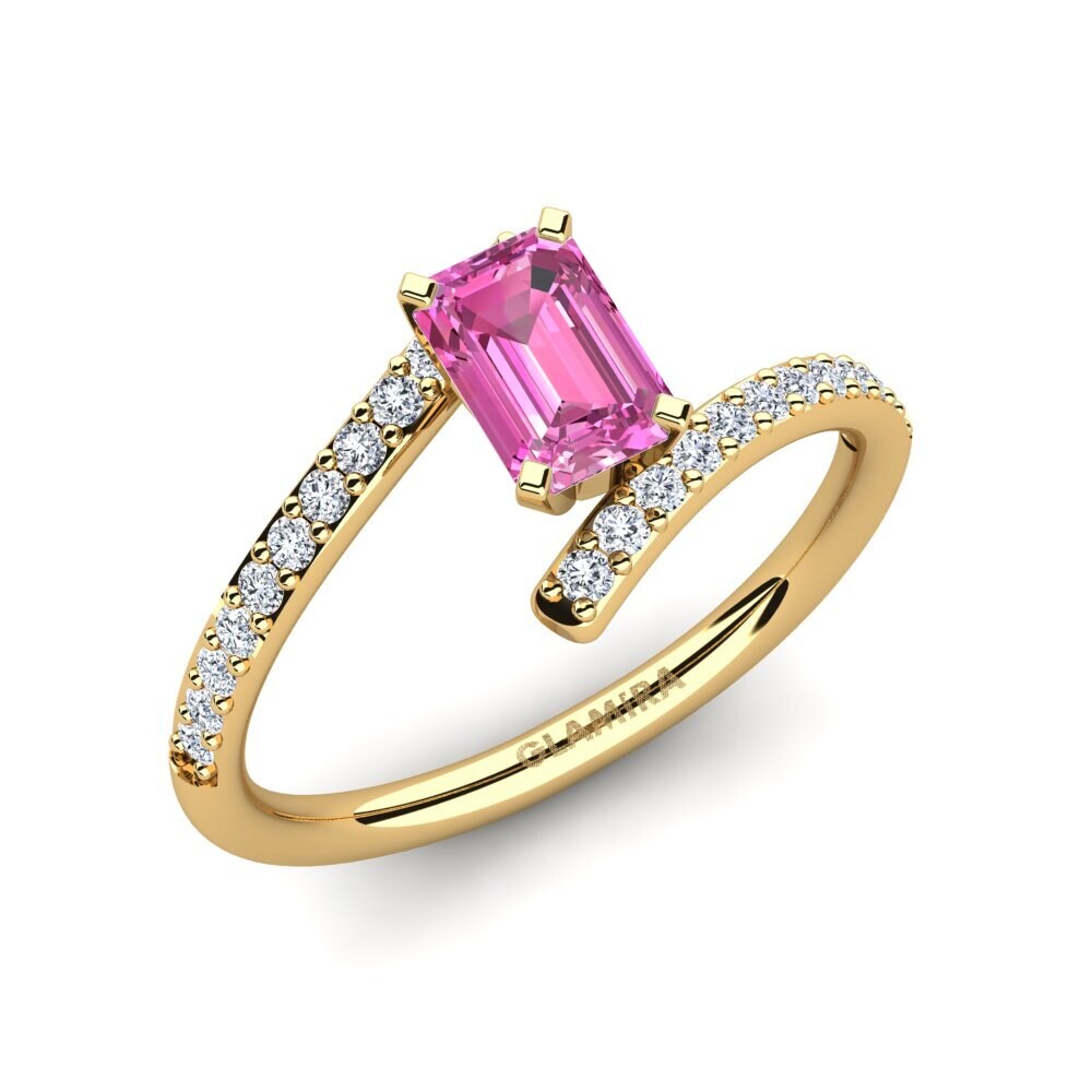 Emerald Cut Pink Topaz Engagement Ring Simex