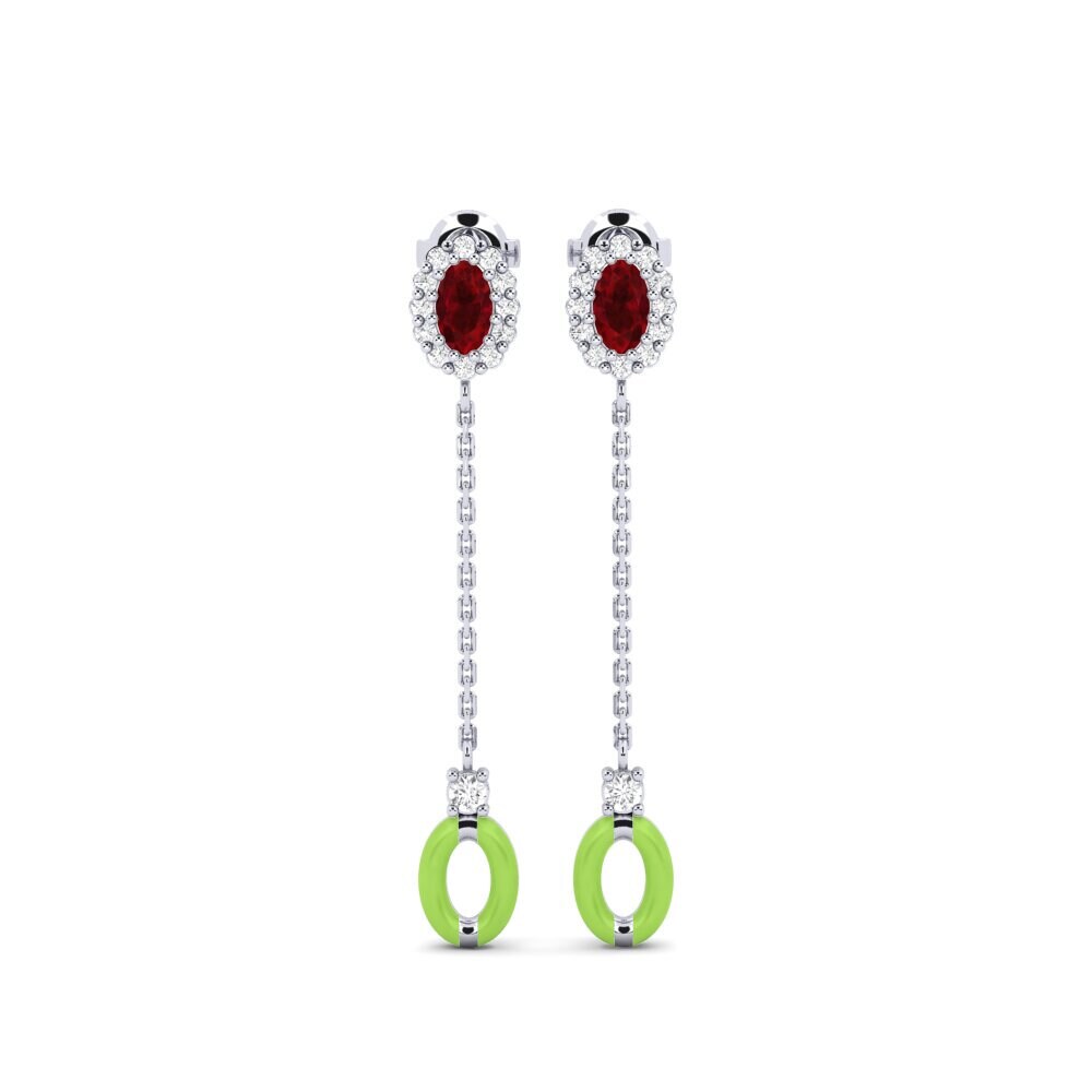White Silver Ruby Women's Earring Simla