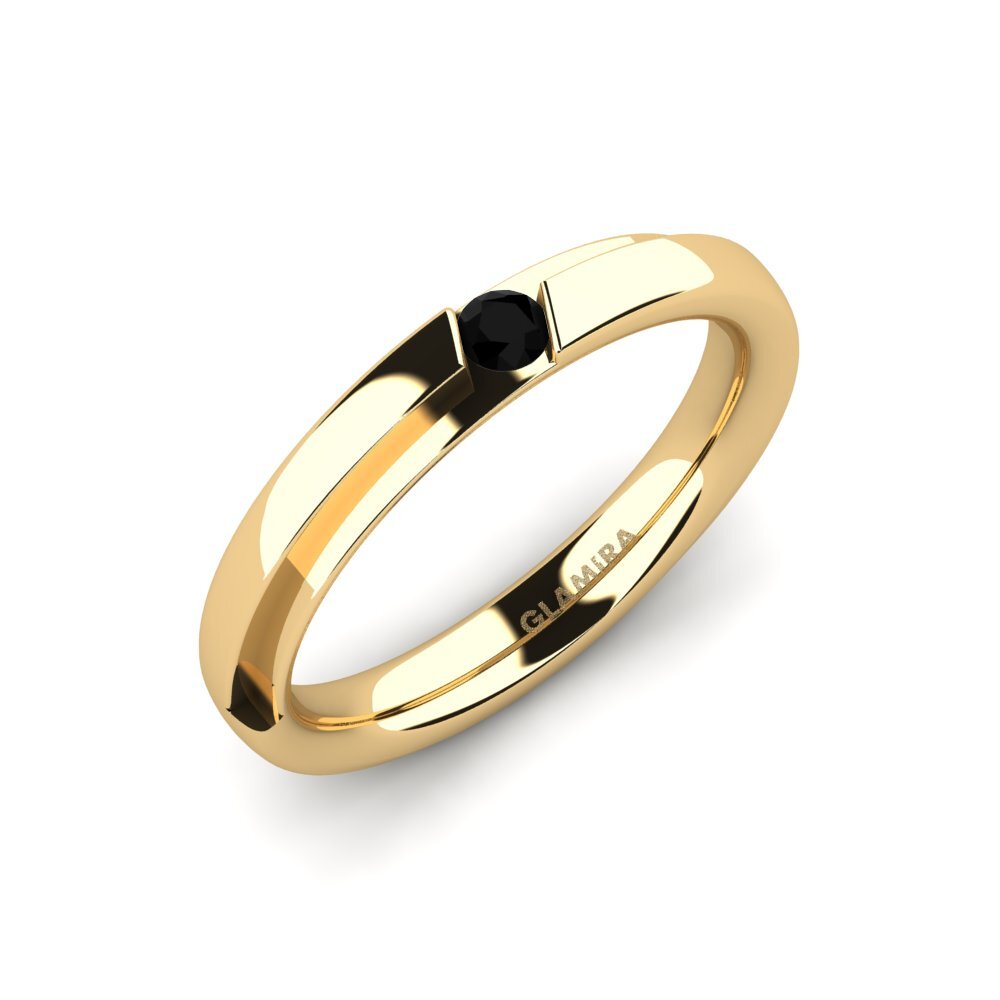 Or Jaune 585 Diamant Noir Bague pour femme Simone