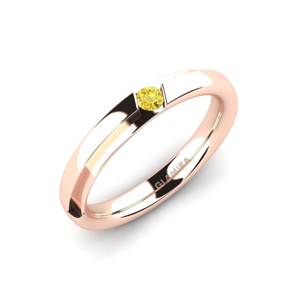 14k Oro Rosa Zafiro amarillo Anillo de Mujer Simone