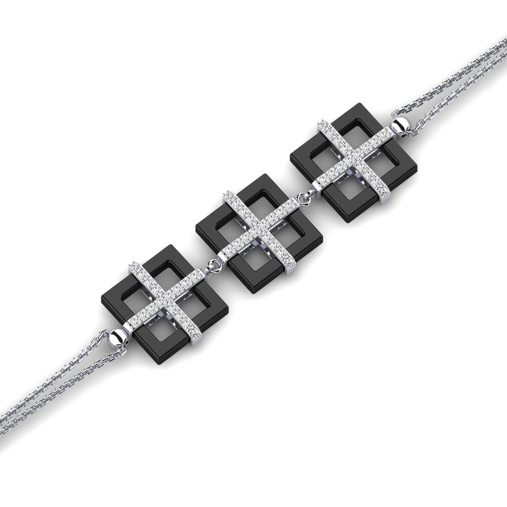 14k Oro Blanco Moissanita Pulsera de Mujer Simsoon