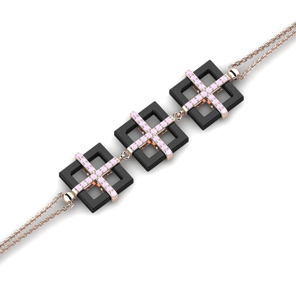 14k Oro Rosa Zafiro Rosado Pulsera de Mujer Simsoon