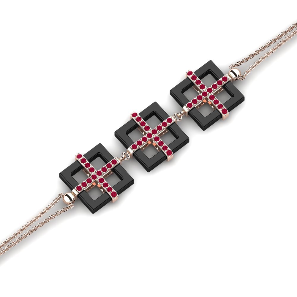 18k Oro Rosa Rubí Pulsera de Mujer Simsoon