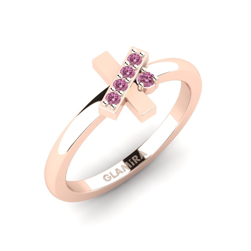 14k Oro Rosa Granate Rhodolite Anillo Simuka