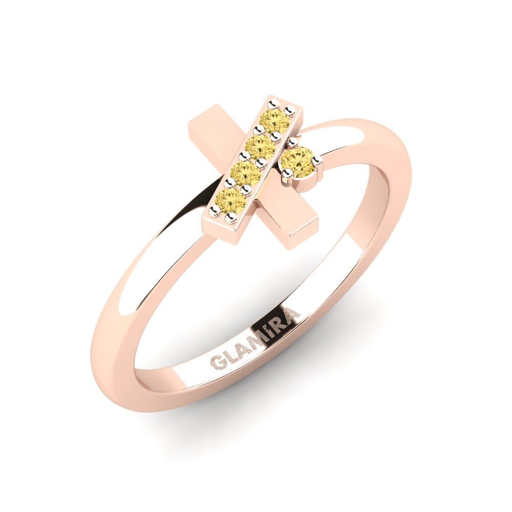 14k Oro Rosa Diamante Amarillo Anillo Simuka