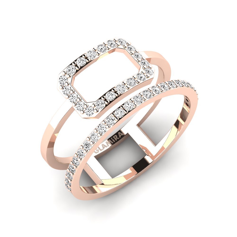 14k Oro Rosa Moissanita Anillo Simul