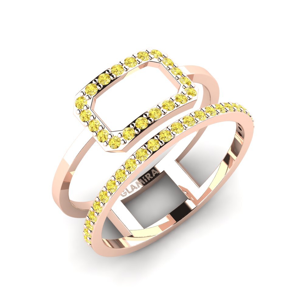 9k Oro Rosa Zafiro amarillo Anillo Simul