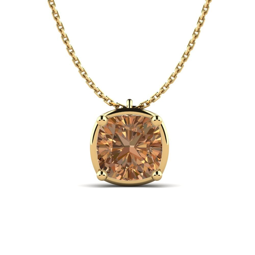 18k Oro Amarillo Diamante café Colgante de Mujer Sinobia