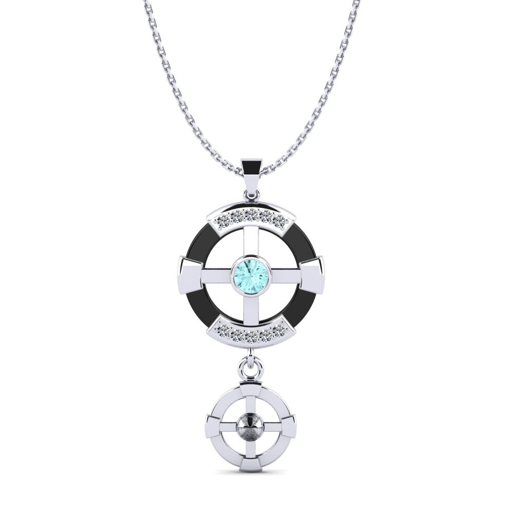 White Silver Aquamarine Women's Pendant Siqueiros