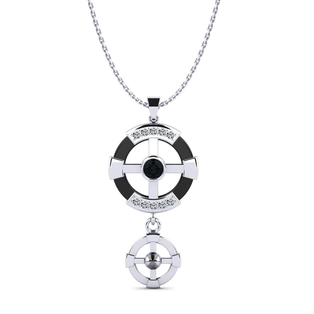 14ct White Gold Black Opal Women's Pendant Siqueiros