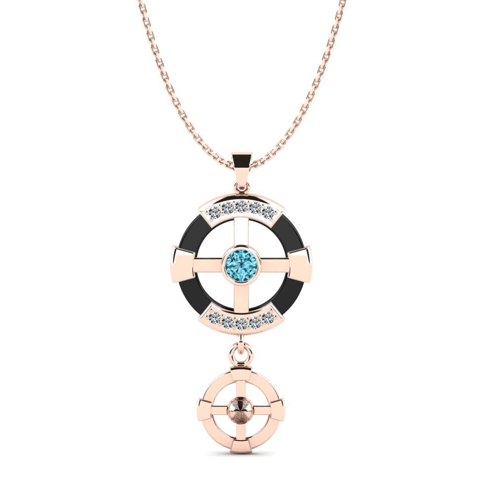 9ct Rose Gold Blue Zircon Women's Pendant Siqueiros