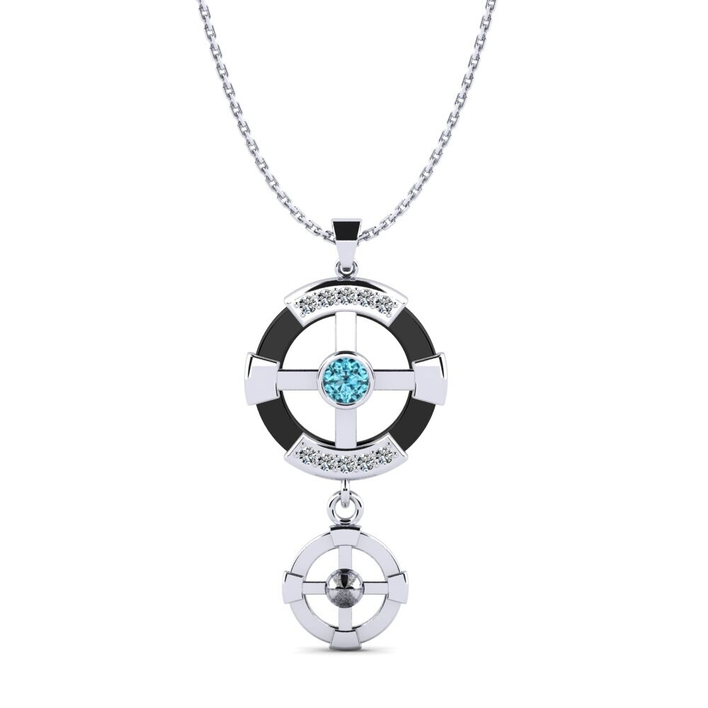 White Silver Blue Zircon Women's Pendant Siqueiros
