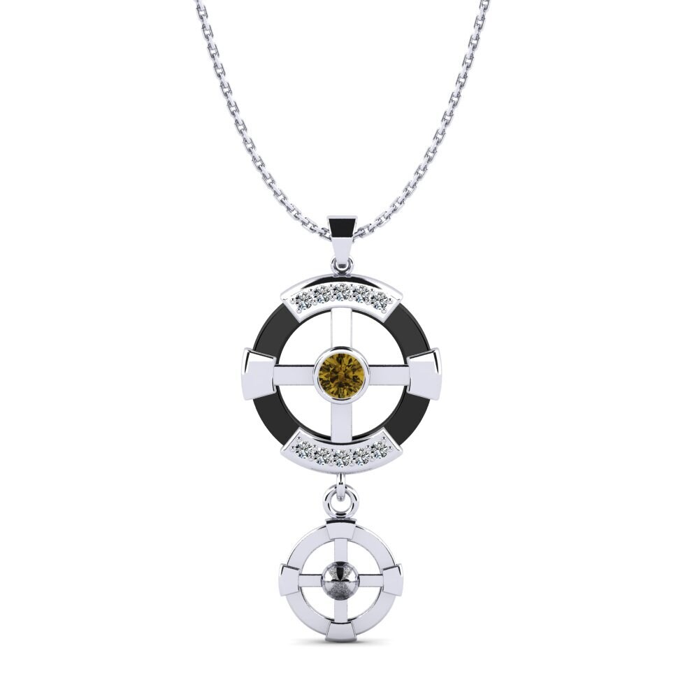 White Silver Brown Zircon Women's Pendant Siqueiros