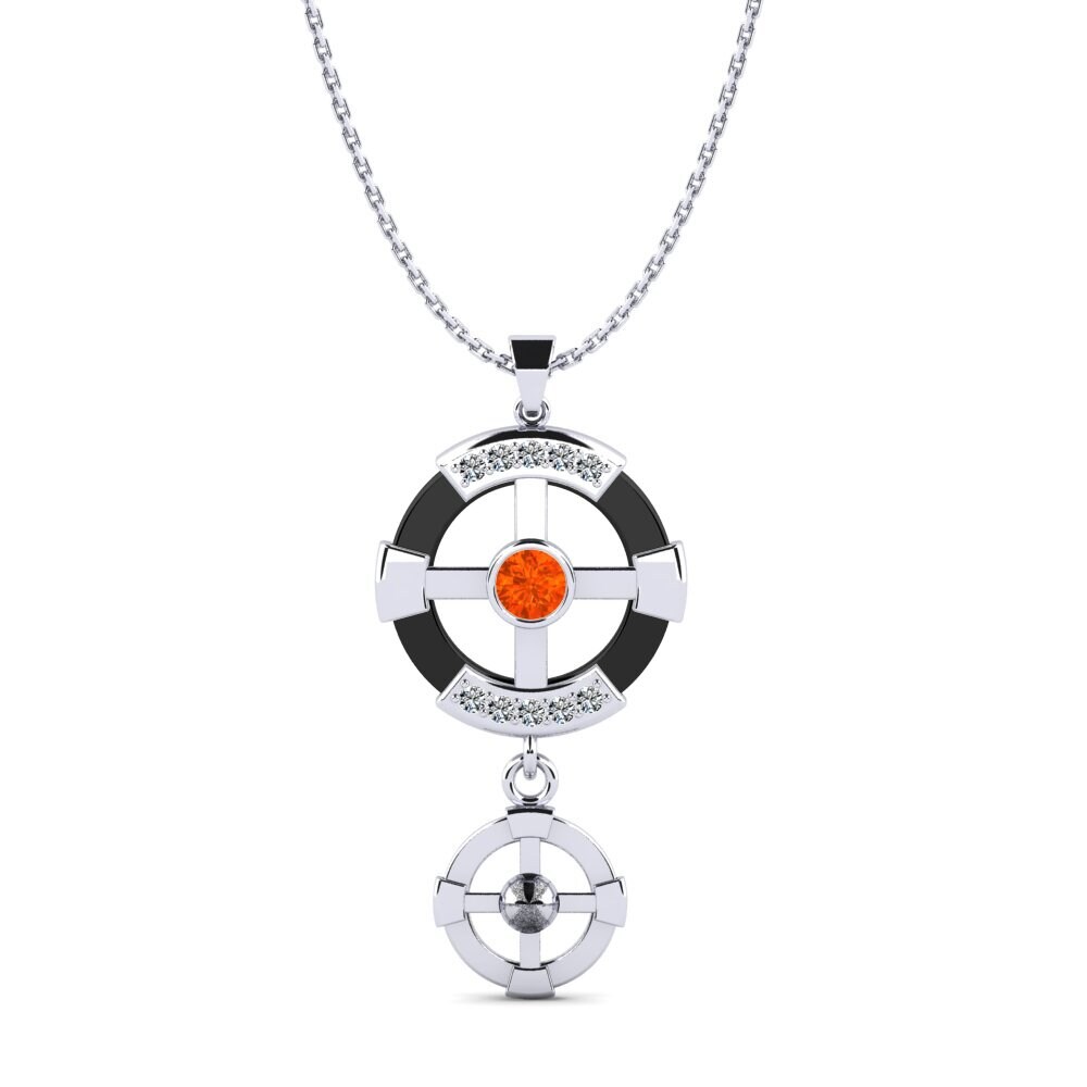 White Silver Fire Opal Women's Pendant Siqueiros