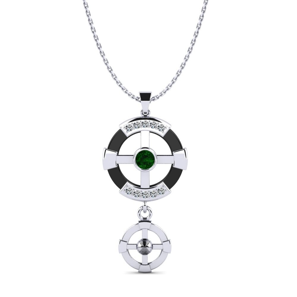 White Silver Green Tourmaline Women's Pendant Siqueiros