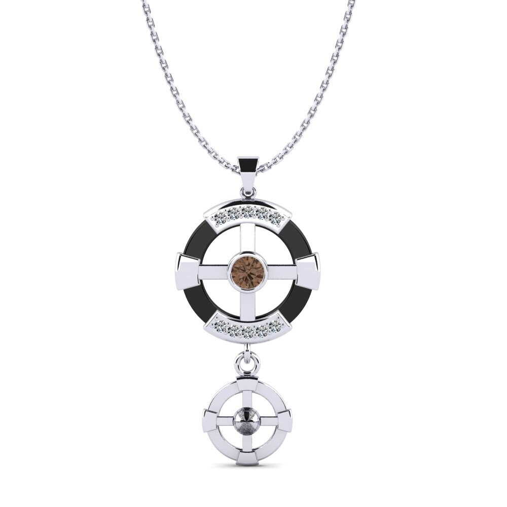 White Silver Smoky Quartz Women's Pendant Siqueiros