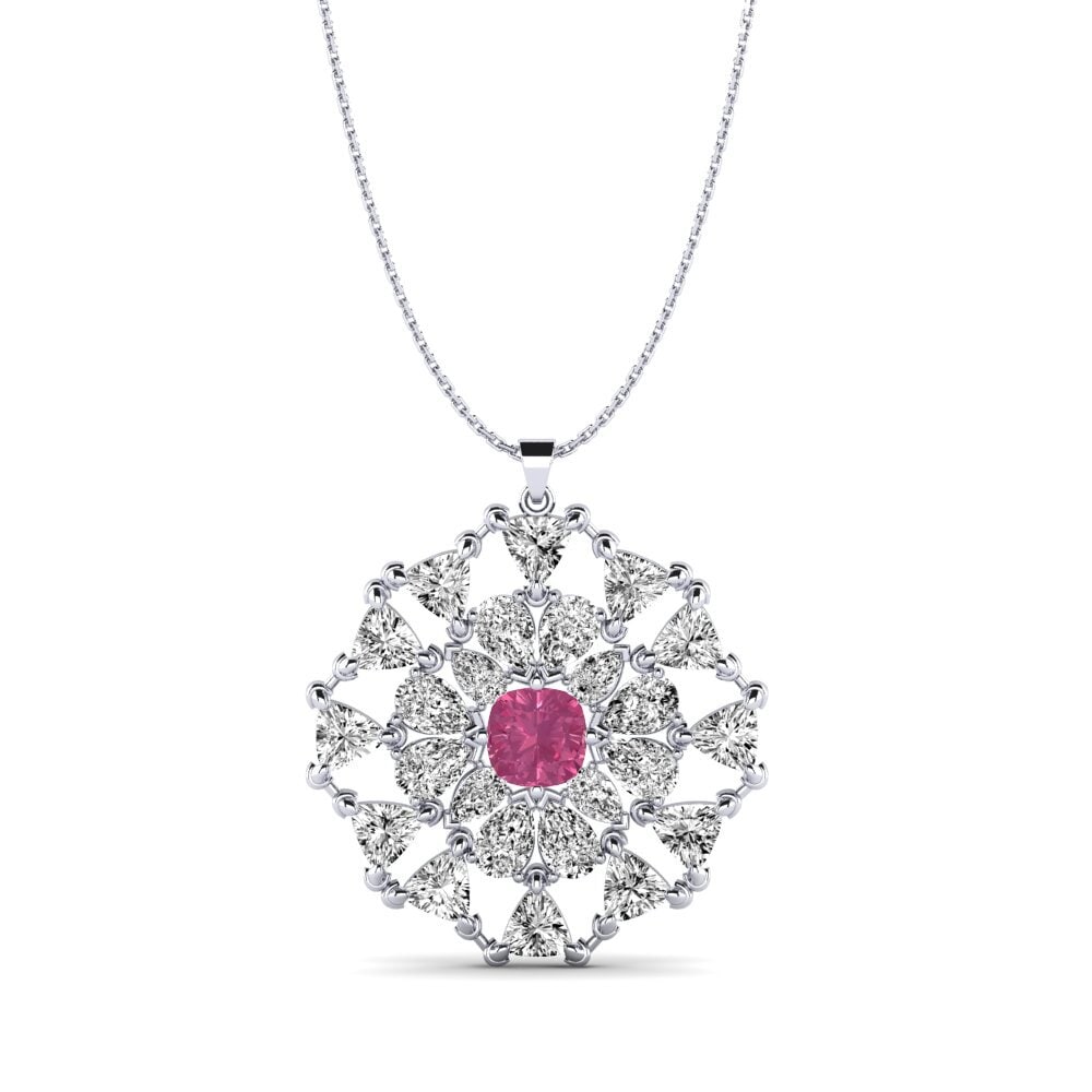 Cushion Pink Tourmaline Women's Pendant Sirennos