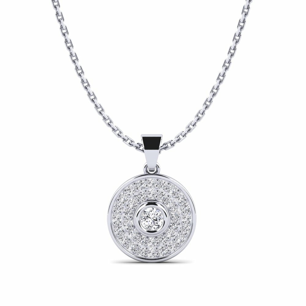 Halo Necklaces GLAMIRA Pendant Siskin 585 White Gold Diamond